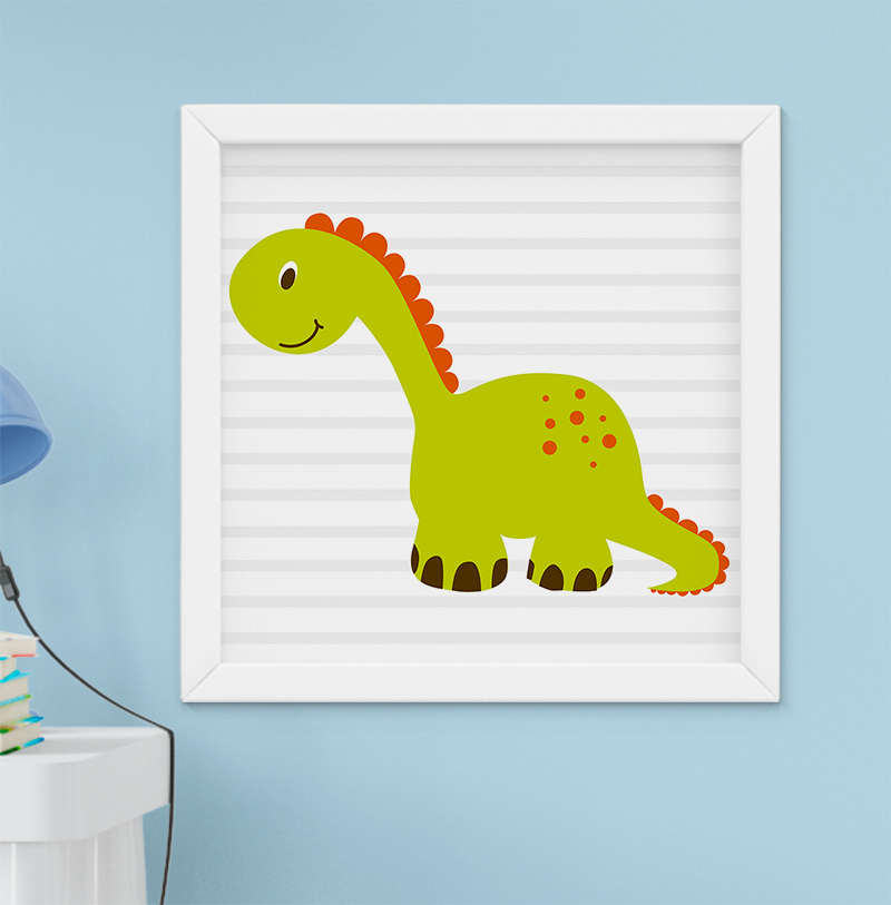 Quadro quadro decoracao infantil desenho dinossauro verde conspecto